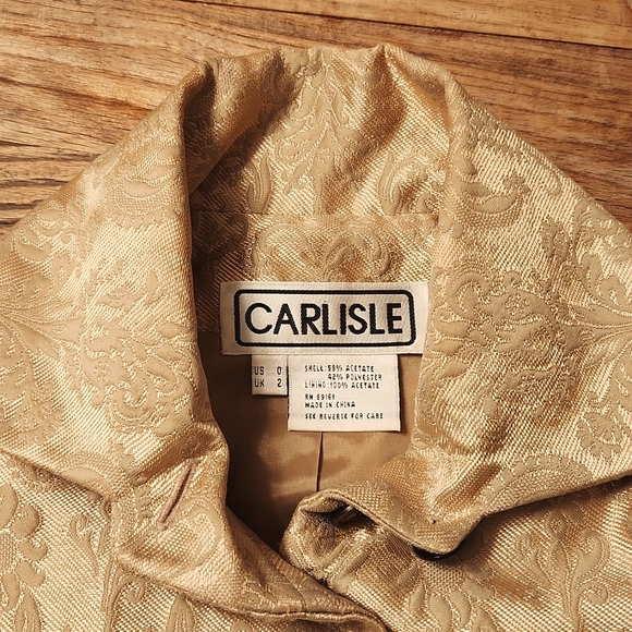 Carlisle gold damask jacquard brocade peplum blazer fit flare skirt suit - Picture 6 of 7